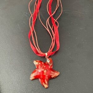 Red Starfish Pendant Necklace